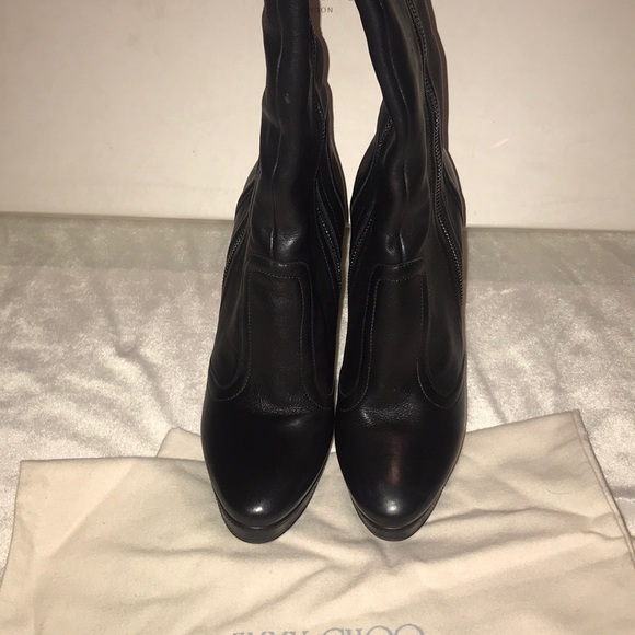 JIMMY CHOO BLACK LEATHER BOOTS - Picture 6 of 8